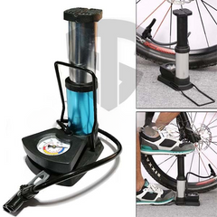 Foot And Hand Air Pump With Air Pressure Gauge – Fast Portable Car Bike And Cycle Inflator For Tires Balls And Inflatables