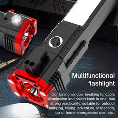 High-Power LED Torch Light – Rechargeable Flashlight with Tactical Hammer & Power Bank With Box, Random color