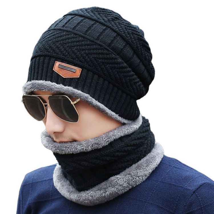 Wool Cap With Neck Warmer | Beanie And Scarf Set With Fleece Mask |
