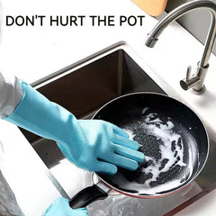 Magic Silicone Dish washing Gloves – Reusable Rubber Cleaning Gloves with Built-In Scrubber for Kitchen